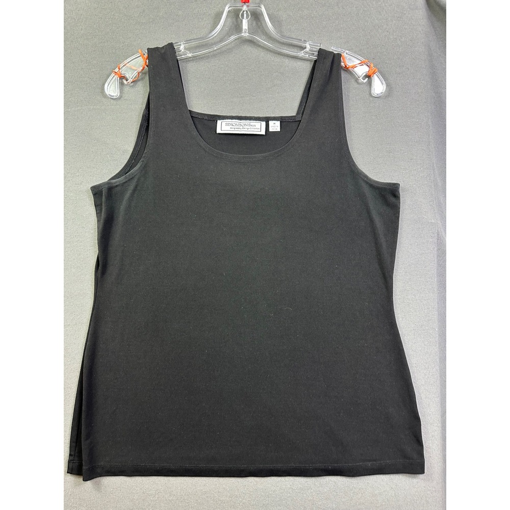 Simonton Says George Simonton Black Tank Top Scoop Neck Sleeveless Shell Medium